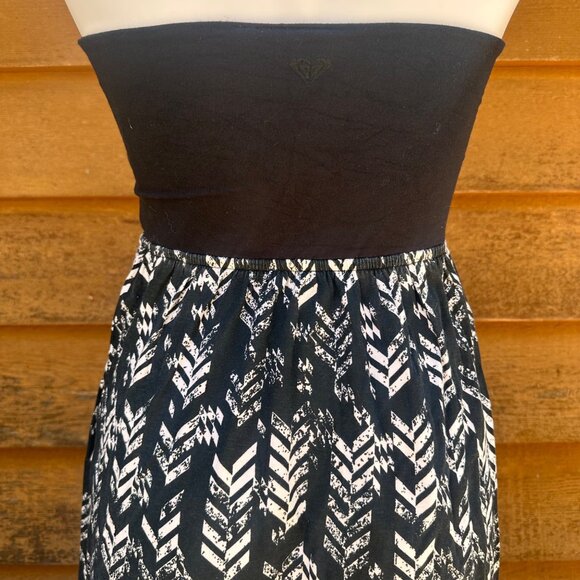 Roxy Black & White Strapless Maxi Dress Size M - Picture 7 of 8